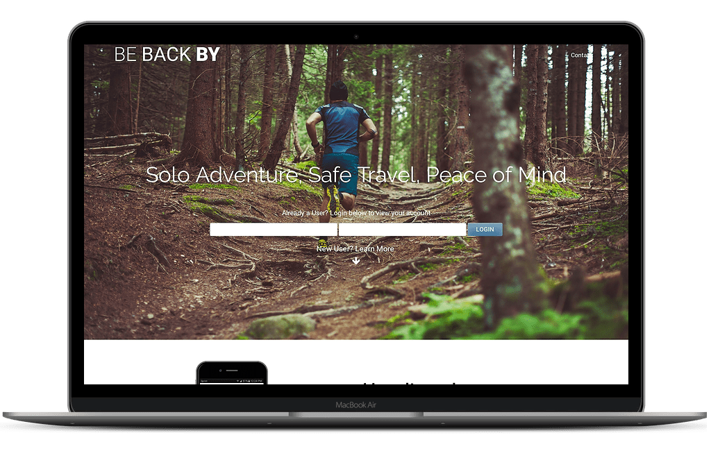 BeBackBy home page web design