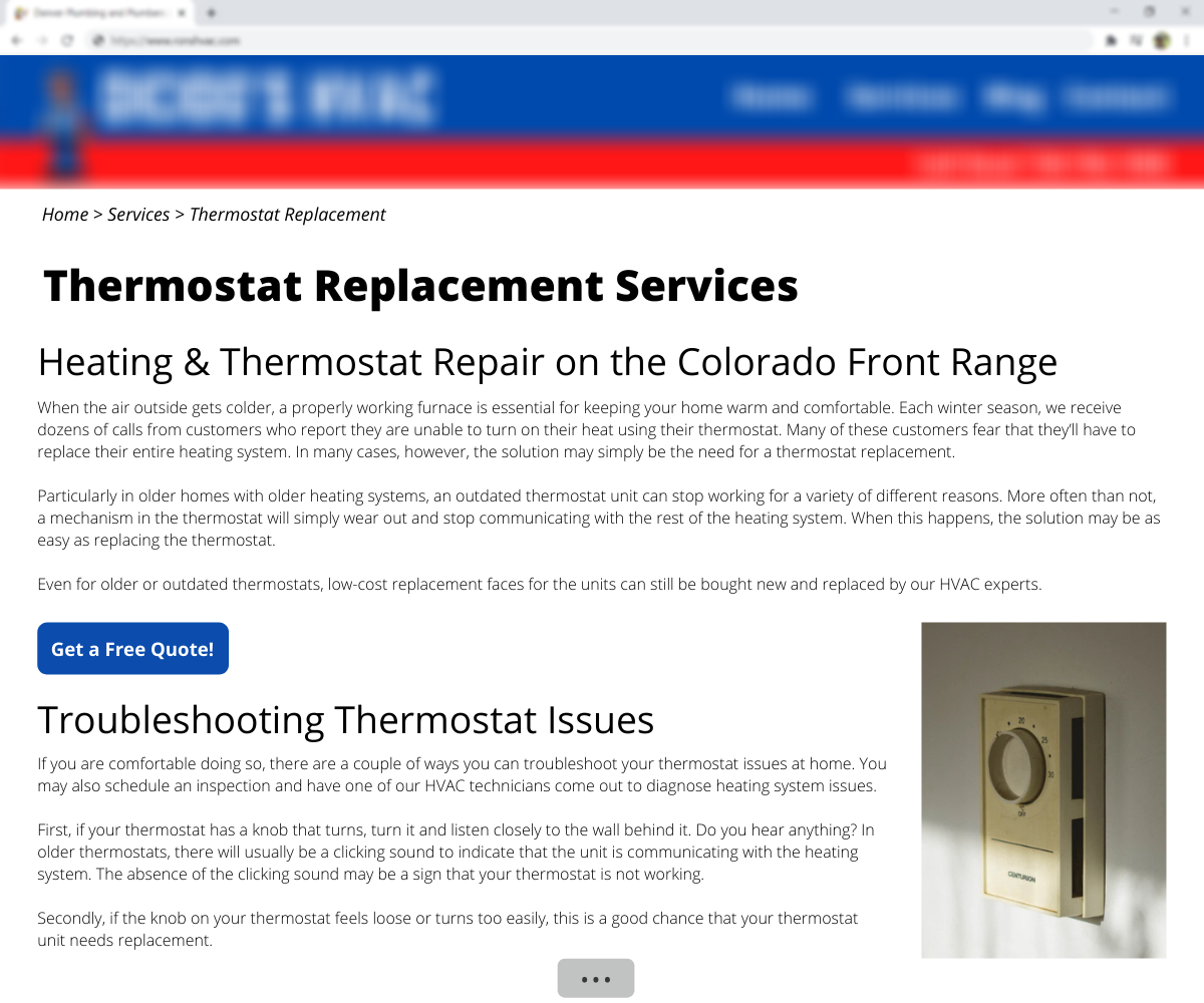 Ron's HVAC thermostat page example of after content